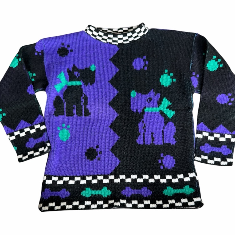 Vintage Grand Knitwear 80s style Scottie Dog Sweater